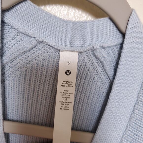 LULULEMON Blue Merino Wool Blend Button Front Cardigan - Picture 5 of 11
